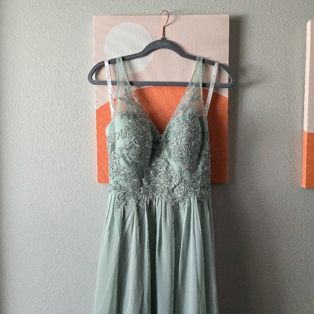 12 / L  - AZAZIE "Amy" Bridesmaid Dress - Agave (sage green)